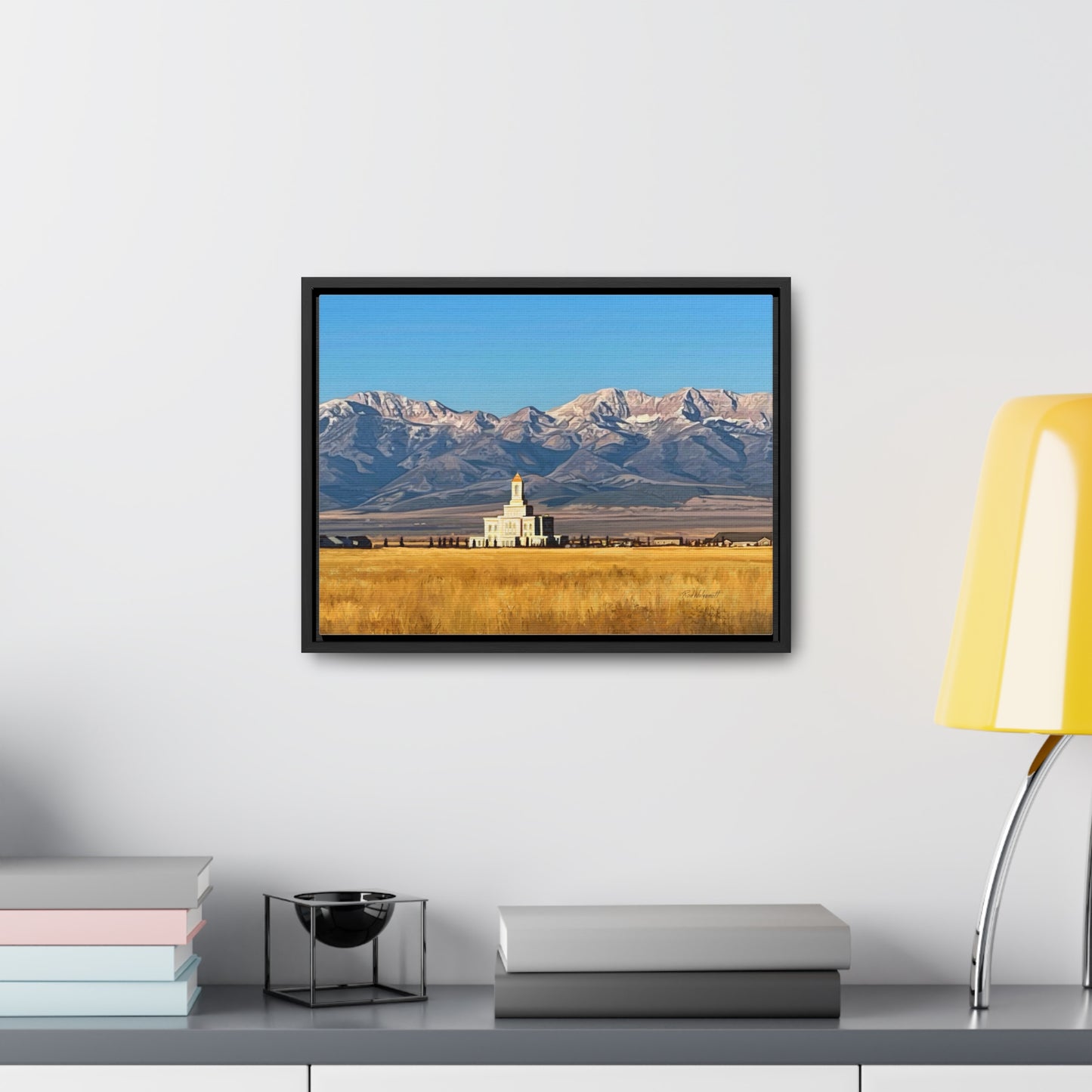 Stretched Canvas Wrap in Wood Frame, Deseret Peak Temple and Deseret Peak, by Rod Walgamott