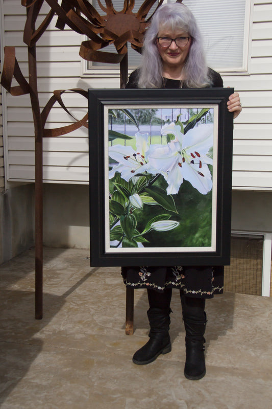 Luscious Lilies, by Jane Autry, Archival Print, Embellished and Framed